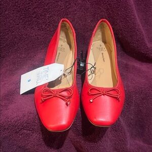 Time and Tru Red Bow Flats
